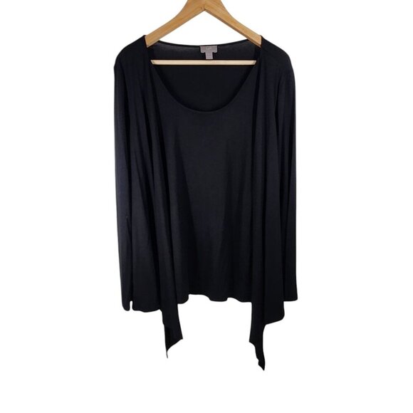 J. Jill Wearever Collection Womens Black Stretch Tee With Built-In Cardigan L - Picture 7 of 7